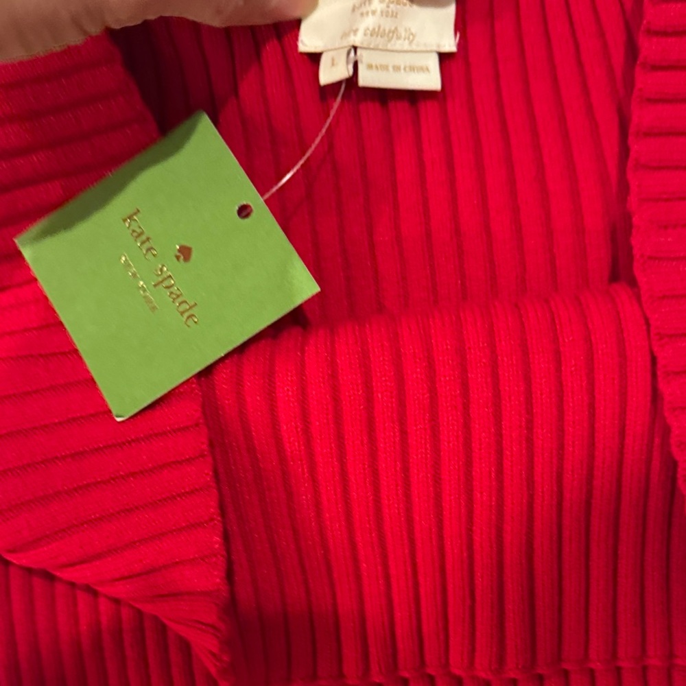 Kate Spade Red Ribbed Crop Top - Picture 4 of 6